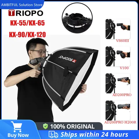 Triopo for Godox V1 V100 V1PRO Speedlite Softbox 55CM KX65 65cm KX90 90cm 120CM  Outdoor Flash Octagon Softbox
