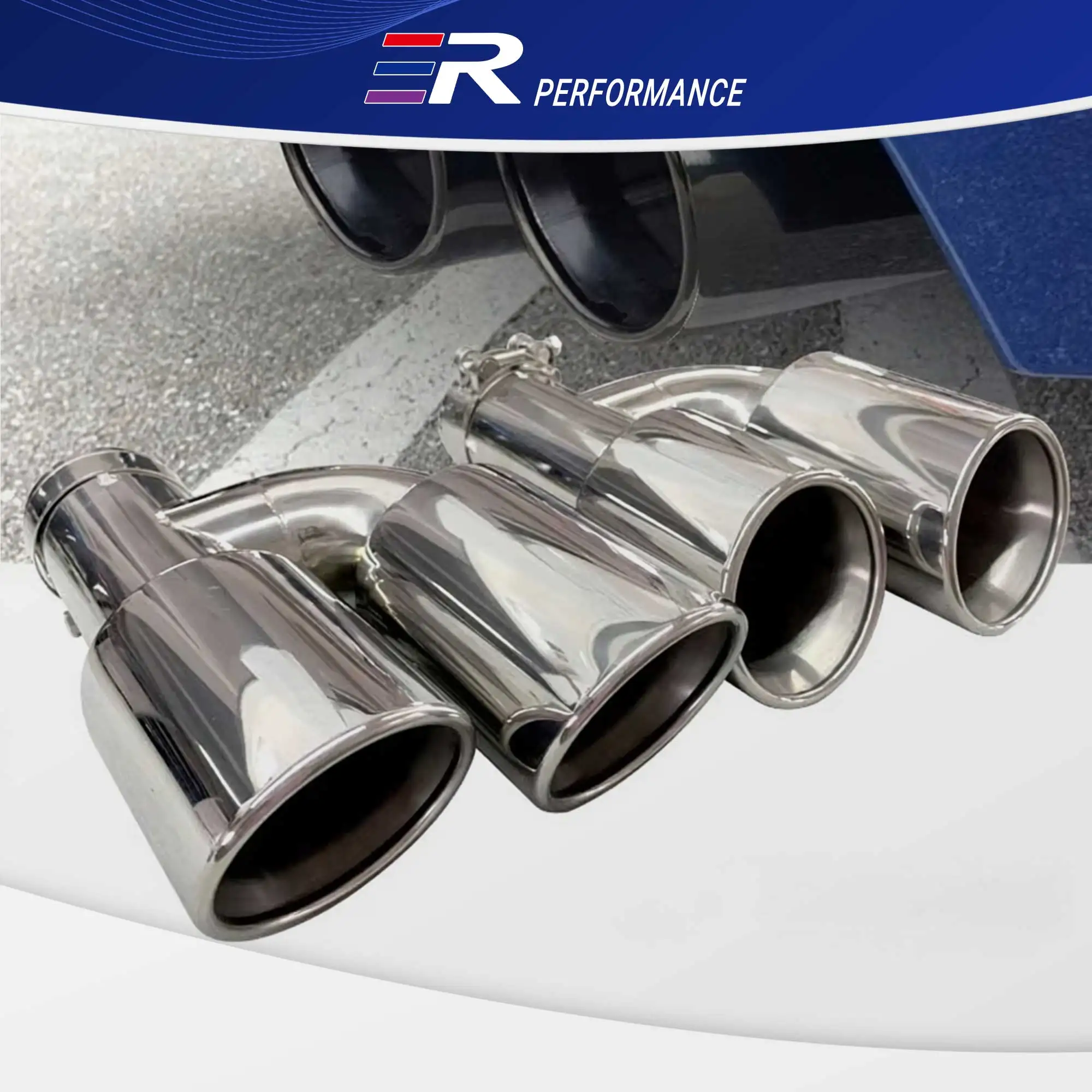 ER Performance Auto Universal-Auspuffblenden Typ H, Doppelte 304 Edelstahl-Endrohre für Schalldämpfer-Modifikation und Dekoration