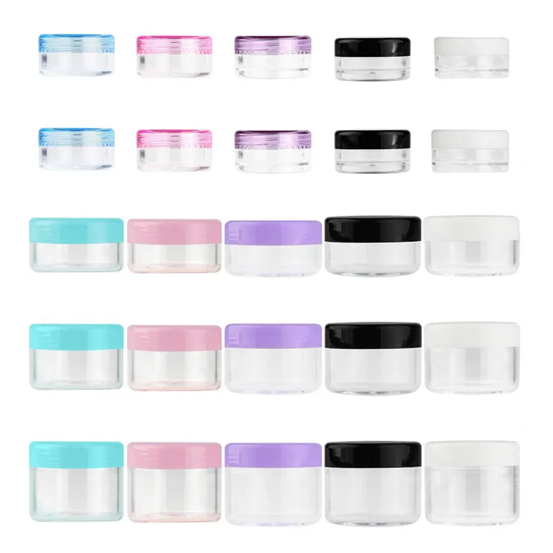 

100pcs 2-20g Empty Cosmetic Jar Makeup Container Round Refillable Bottles Face Cream Eyeshadow Gel Sunscreen Travel Plastic Pots