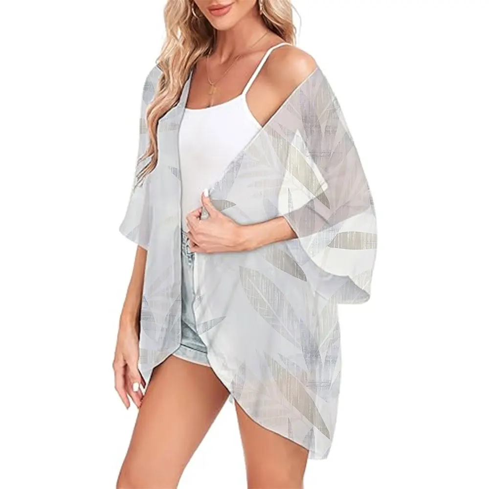 Hawaii Beach Fashion Kimono Cardigan Cover-ups Women\'s Chiffon Tops Ligthweight Open Front Shirts Summer Kimono Party Cloak 2024