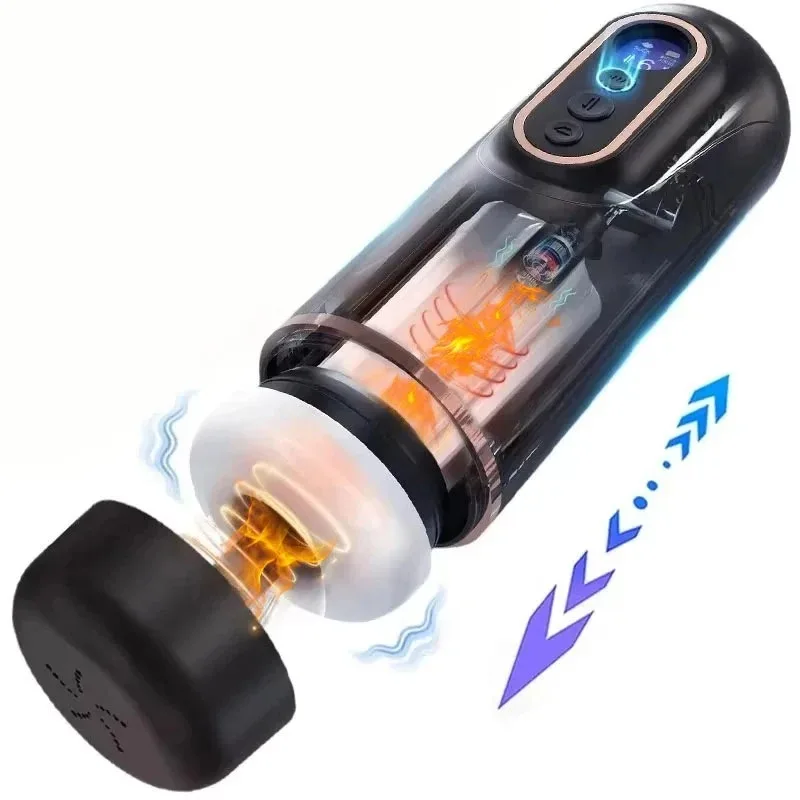 Automatic Telescopic Sucking Male Masturbator Vibrating Intelligent Heating Sexy Voice Earphone Pocket Pussy Sex Toy for Men