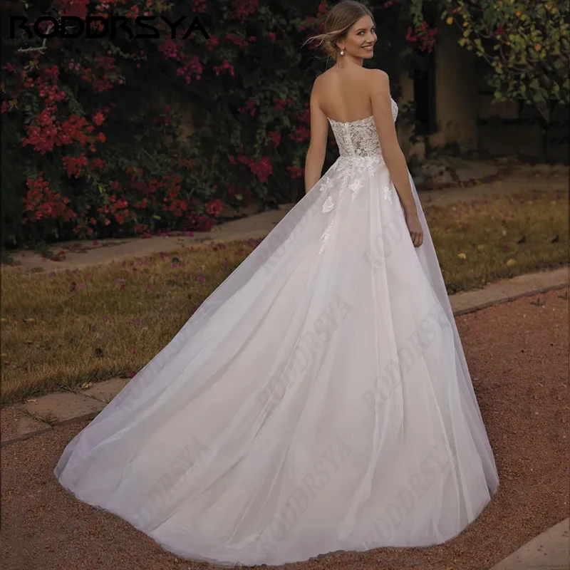 RODDRSYA abito da sposa con spalle scoperte e scollo a cuore per donna elegante abito da sposa in Tulle a trapezio abiti Sexy senza schienale Novias Bodaabito da sposa con spalle scoperte e scollo a cuore per donna ele