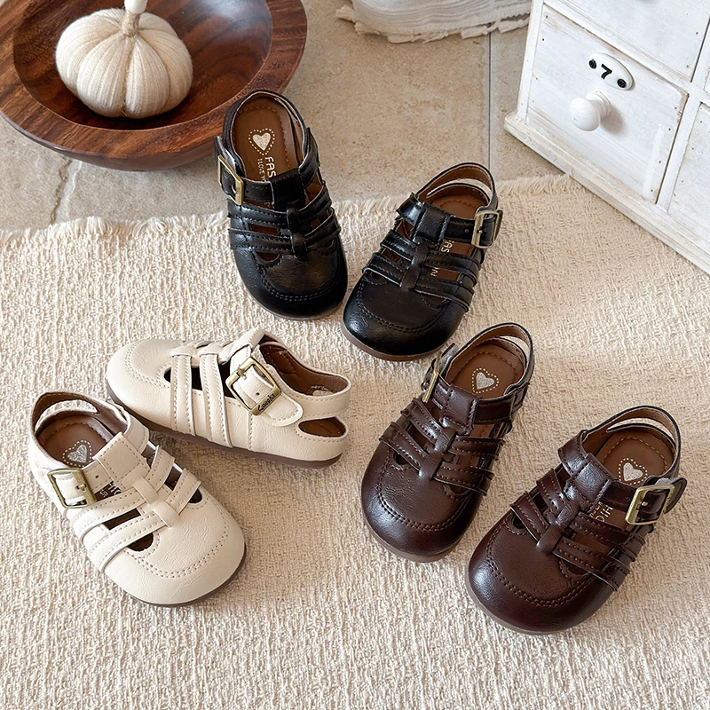 Children Roman Sandals Soft Sole Boys Girls Toes Capped Sandals Non-slip Kids Flats Casual Shoes Hook Loop 2026 Summer New