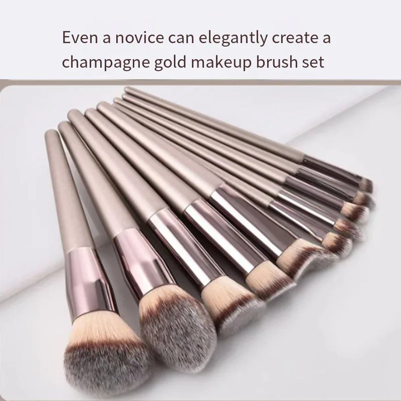 Make-up-Künstler, Kombination aus Beauty-Make-up-Werkzeugen, neuer Make-up-Pinsel in Champagnerfarbe, 10-teiliges Foundation-Pinsel-Set mit weichen Borsten