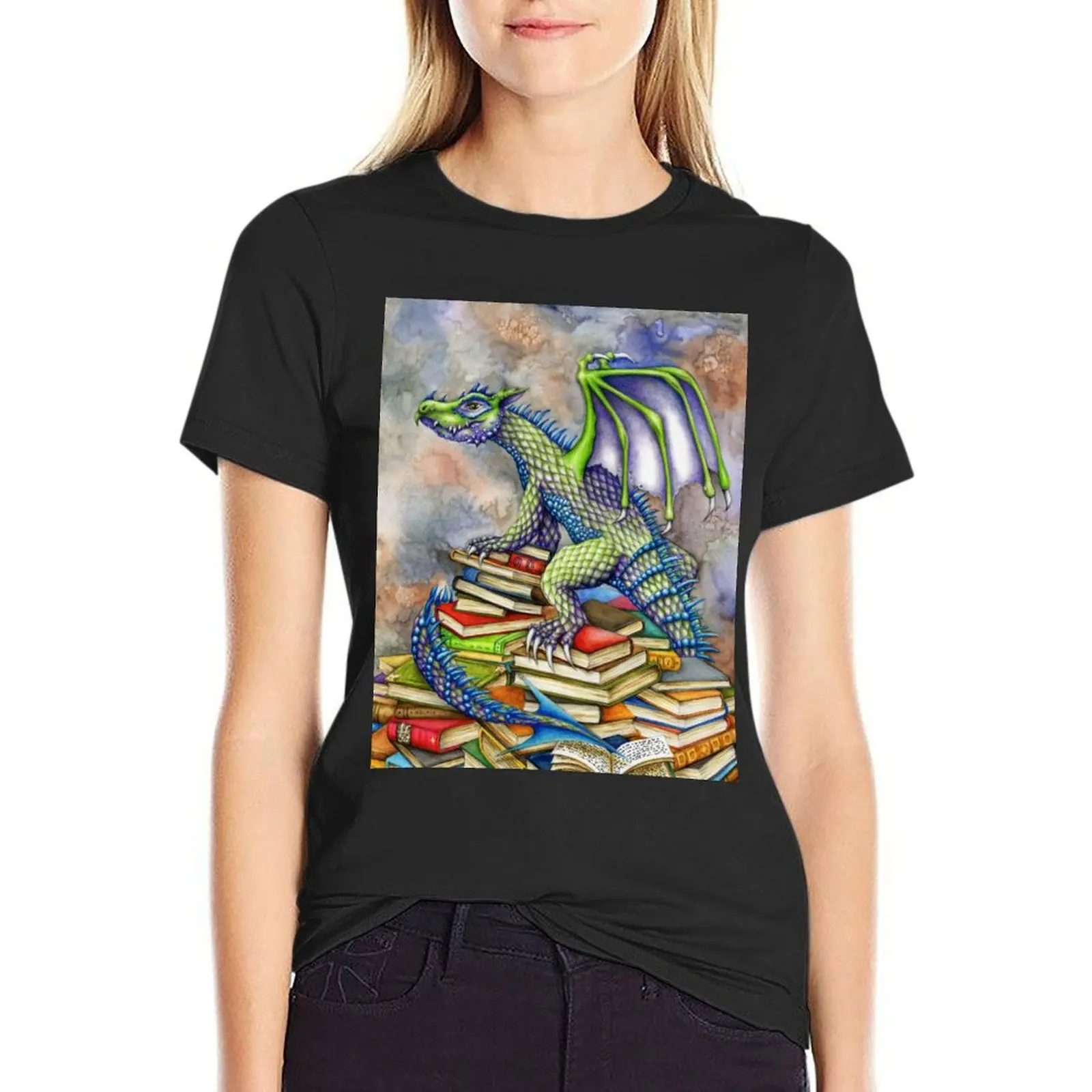 The Bookwyrm's Hoard T-Shirt new edition summer clothes animal print plus size tops oversized t shirts for Women