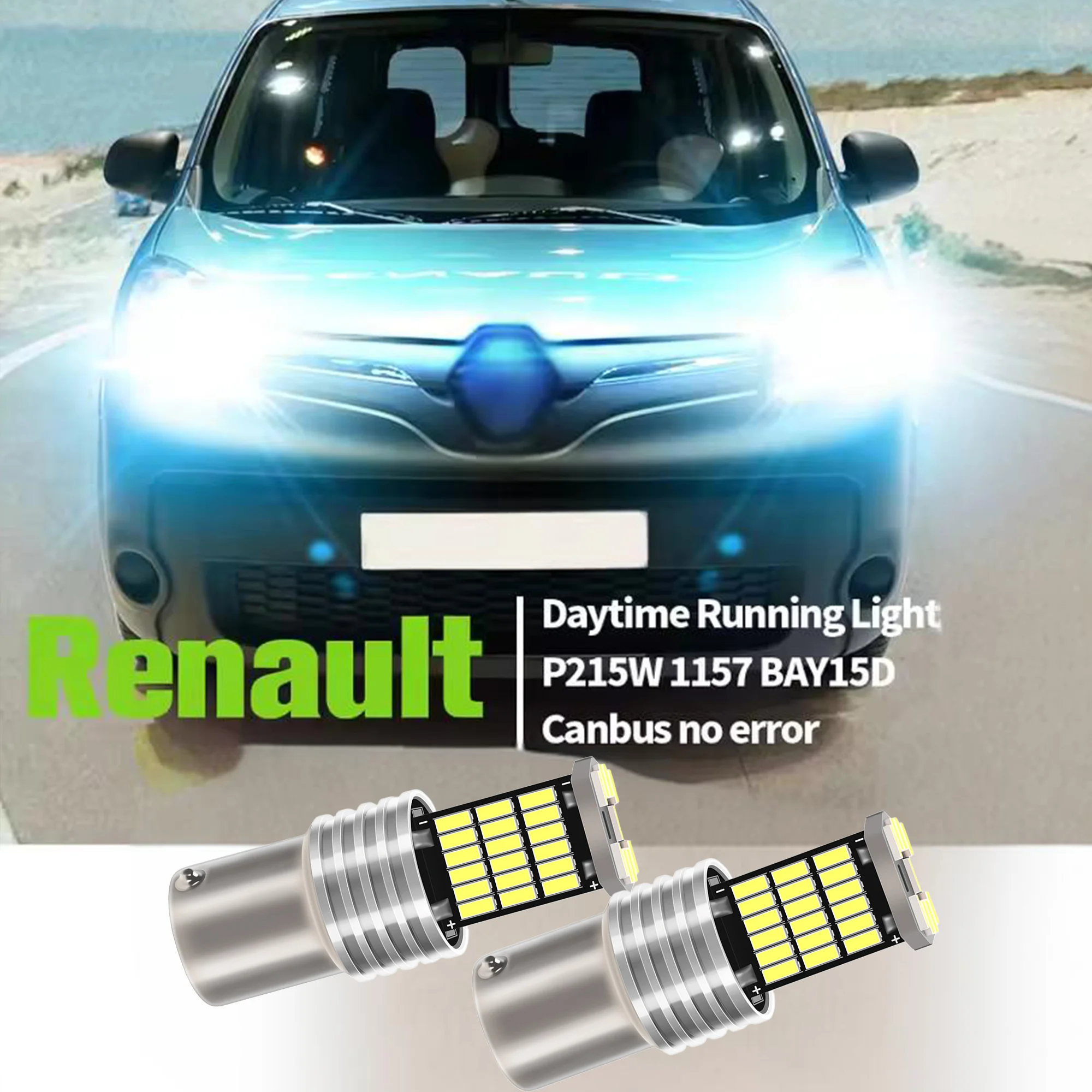 

2 шт. светодиодные дневные ходовые огни P21/5W 1157 BAY15D Canbus DRL лампы для Renault Kangoo 2008 2009 2010 2011 2012 2013 2014