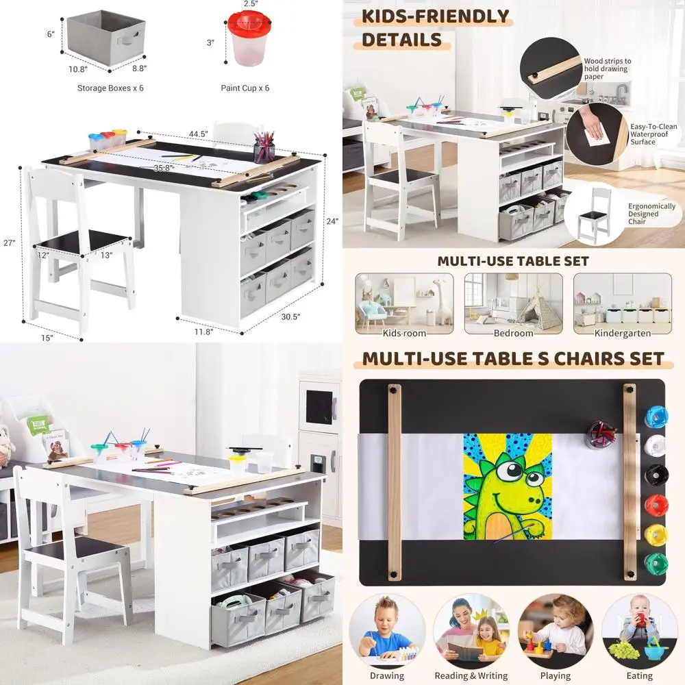 

Универсальный детский стол для творчества с местом для хранения, портативный органайзер и деревянная мебель для детских занятий и учебы