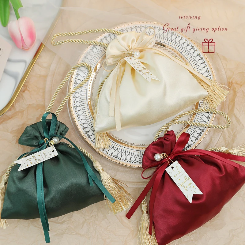 Luxury Packing Drawstring Velvet Pouch Sachet Gift Bag For Jewelry Wedding Candy Boxes With Pearl String Decor Favors Bags