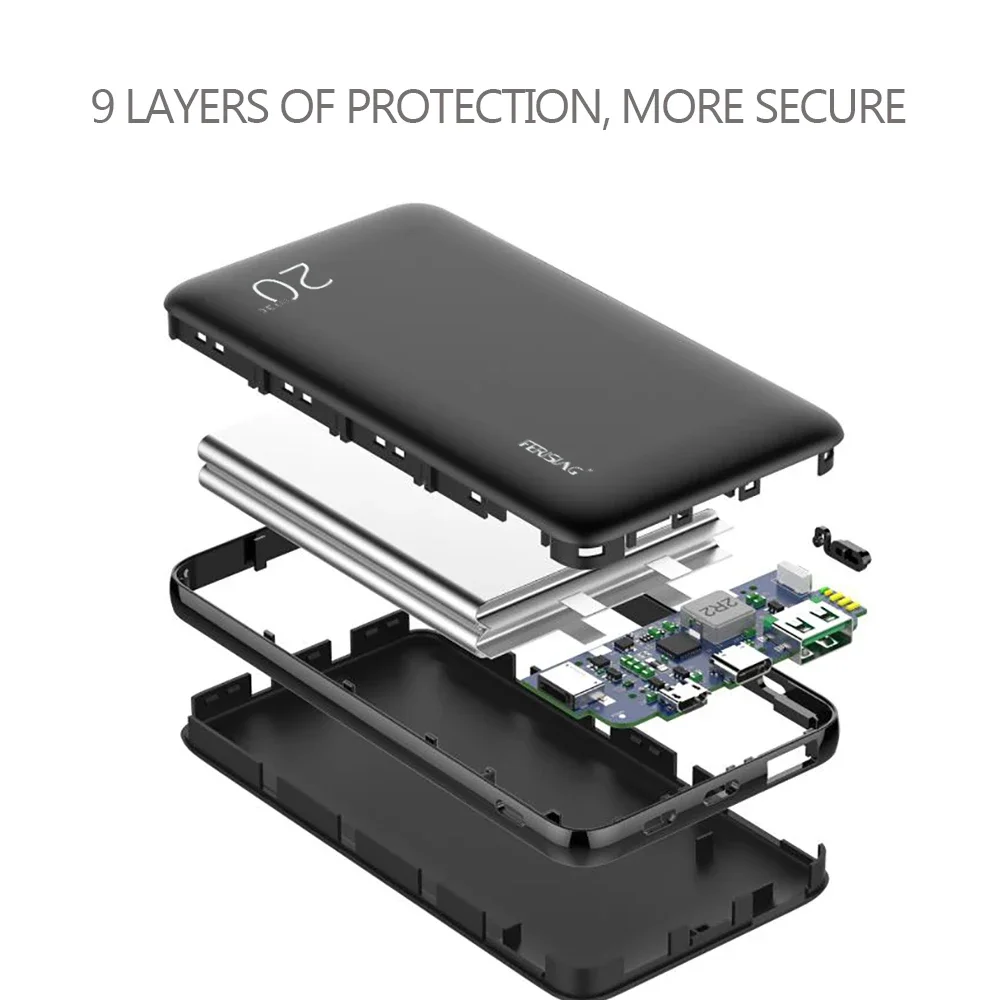 FERISING Power Bank 20000mAh Portable External Battery Charger QC PD 3.0 Poverbank for Xiaomi 20000 mah Fast Charging PowerBank