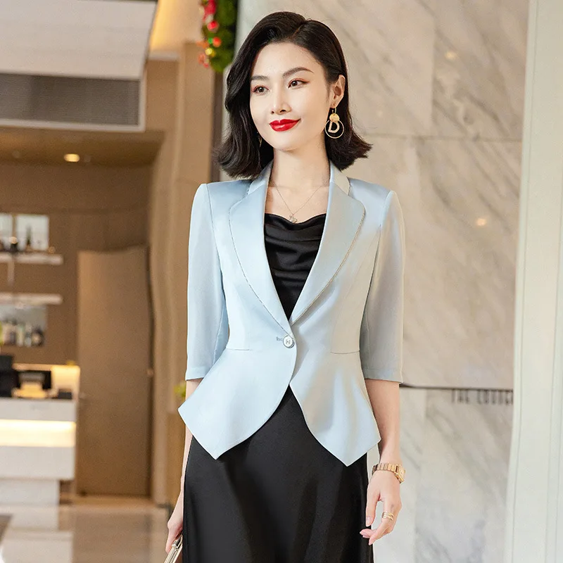 Half Sleeve Spring Summer Formal OL Styles Blazers Jackets Coat Professional Business Work Wear Outwear Tops Blaser Clothes