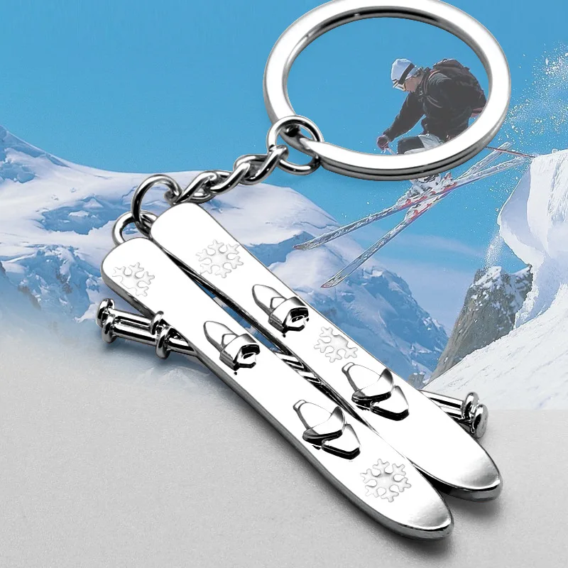 Mini Snowflake Snowboard Key chain Pendant Ski Games Sled Board New Fashion KeyChains Keyring Sports and Snow Festival Gifts