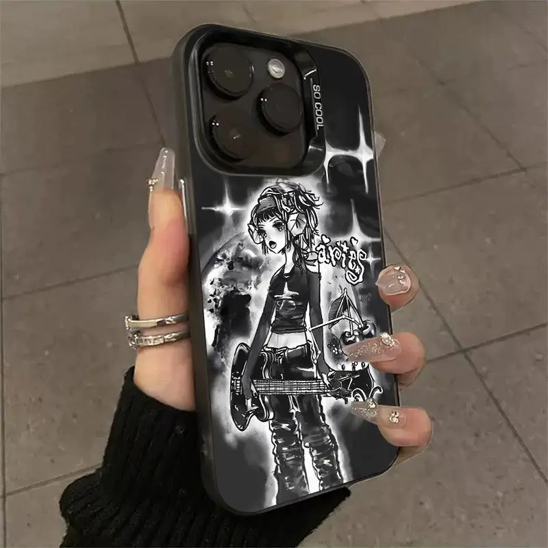 

Чехол для телефона с узором Cool Rock Guitar Girl для iPhone 17, 16, 15, 14, 13, 12, 11 Pro Max XR XS MAX 7, 8 PLUS MINI INS, роскошный матовый чехол