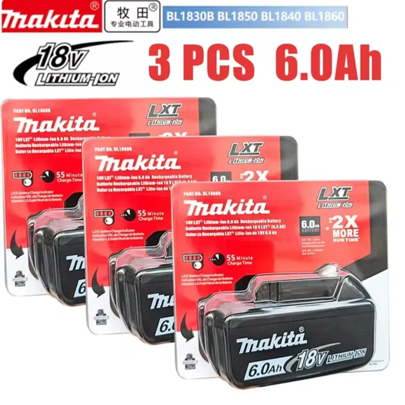 

DHL Ship With Charger BL1860 Rechargeable Battery 18V 6.0Ah Lithium Ion for Makita 18v Battery 6Ah BL1850 BL1880 BL1860B LXT400