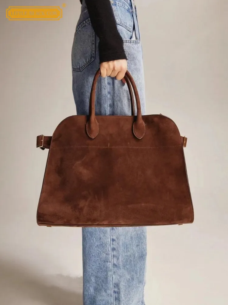 Designer Women Cow Suede Leather Totes Large Capacity Office Ladies Work Handbag Autumn New Luxury Underarm Shoulder Bag