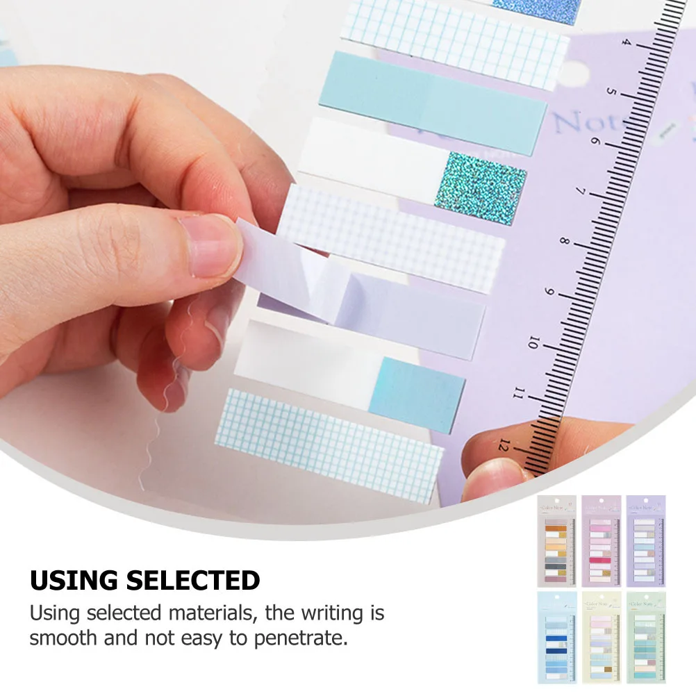 6 مجموعات من ملصقات علامات الصفحة الملونة اللامعة، وسادات مذكرة ورقية، علامات تبويب مؤشر لاصقة قابلة للإزالة، مستلزمات توضيحية للكتاب #2