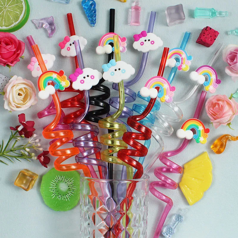 8-pack of rainbow-themed straws, reusable and perfect for party favors, birthday parties, and wedding decorations,