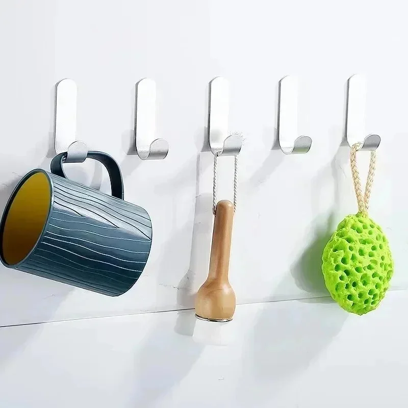 2/4/6Pcs Strong Self-Adhesive J-Hook Waterproof Adhesive Hanging,Bathroom Towel Key Kitchen
