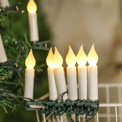 10/20LED Flameless Christmas Candle String Light With Clips Warm White Cone Candle Xmas Tree Ornaments New Year Party Decoration