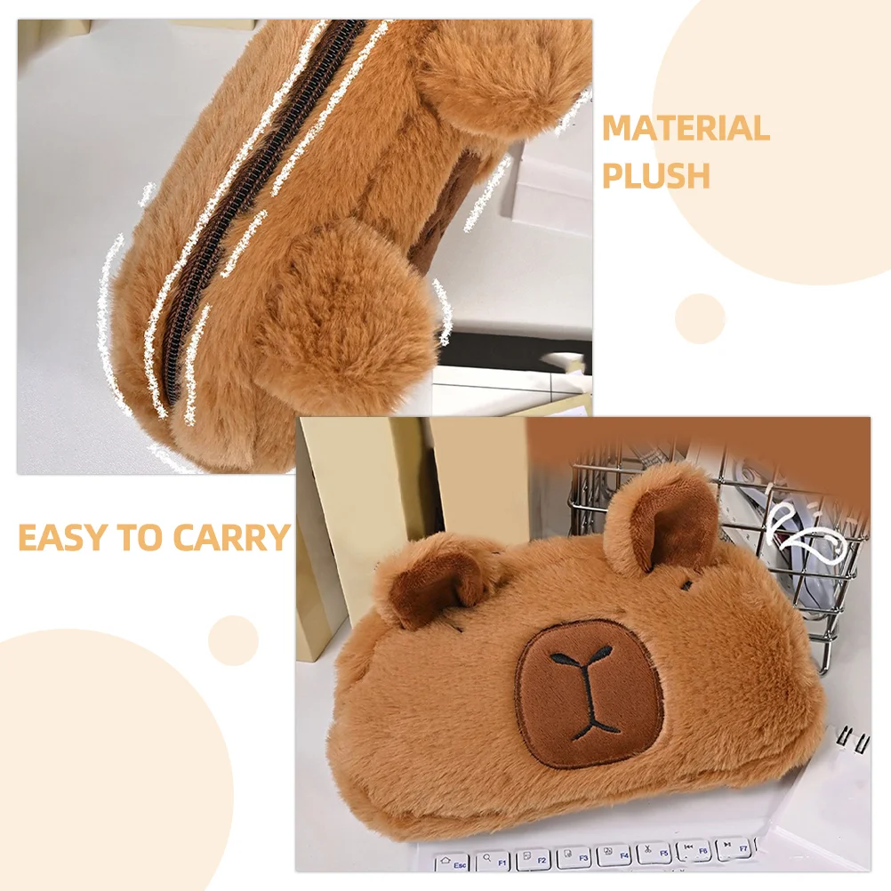 Knuffeldier Cartoon Etui Schattige Tas Pluche Opbergruimte Multifunctioneel Decoratief Bruin Miss