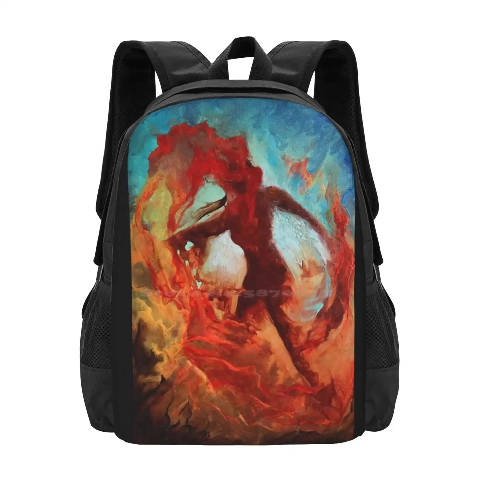 

Dancing With Fire Hot Sale Schoolbag Backpack Fashion Bags Painting Abstract Fire Figure