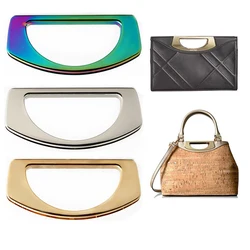 1PC 14.4x6.8cm Large D Shaped Rainbow Metal Handle Replace Purse Handle Frame Handbag Tote Bag Handmade DIY Craft