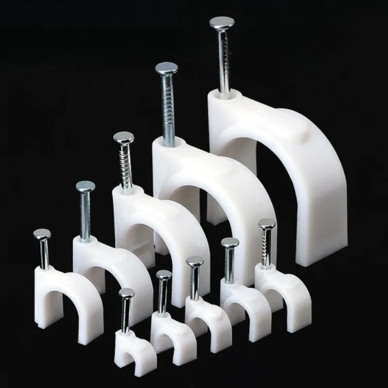 100PCS C-Shaped Cable Clip Nail Wire Pins Clamp Ethernet Electrical Cord Wall Holder Fixed Clips 4mm/6mm/7mm/8mm/9mm/10mm/12mm