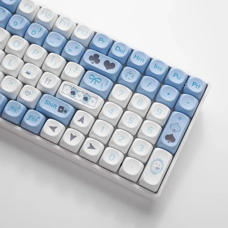 Cute Blue Keycaps 144 Keys PBT Thermal Sublimation Customized MOA Cherry Profile Keycaps Mechanical Keyboard Accessories Gifts