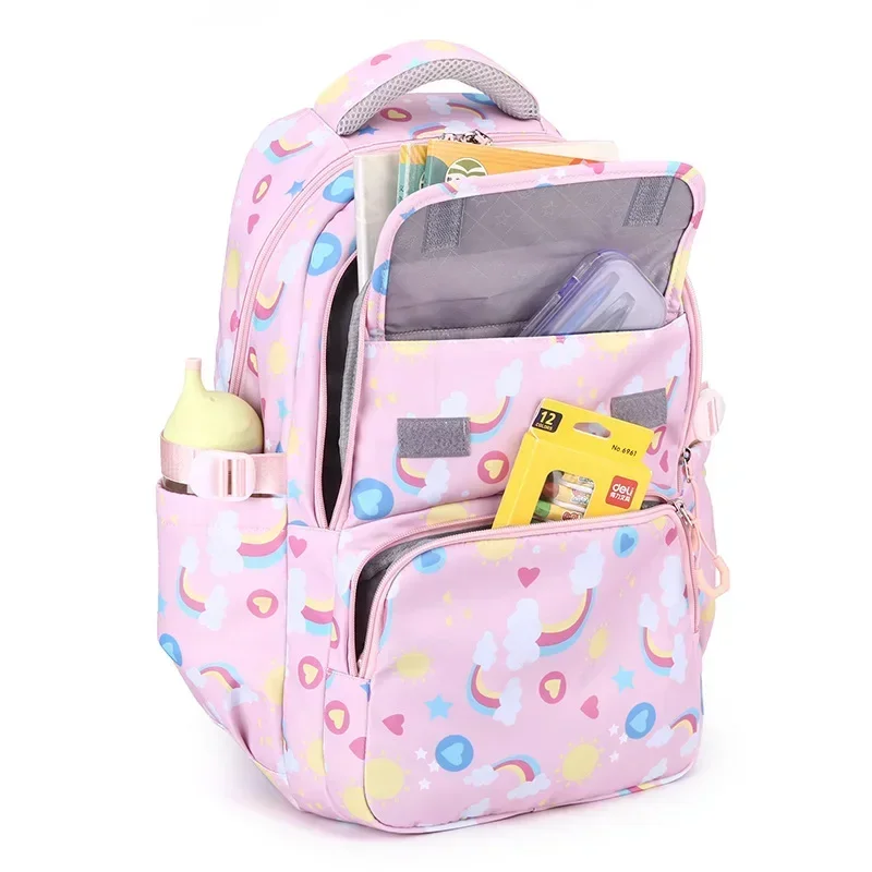 Mochila para meninas adolescentes, conjunto de livros escolares infantis para alunos elementares, mochila casual com lancheira, estojo para lápis, 3