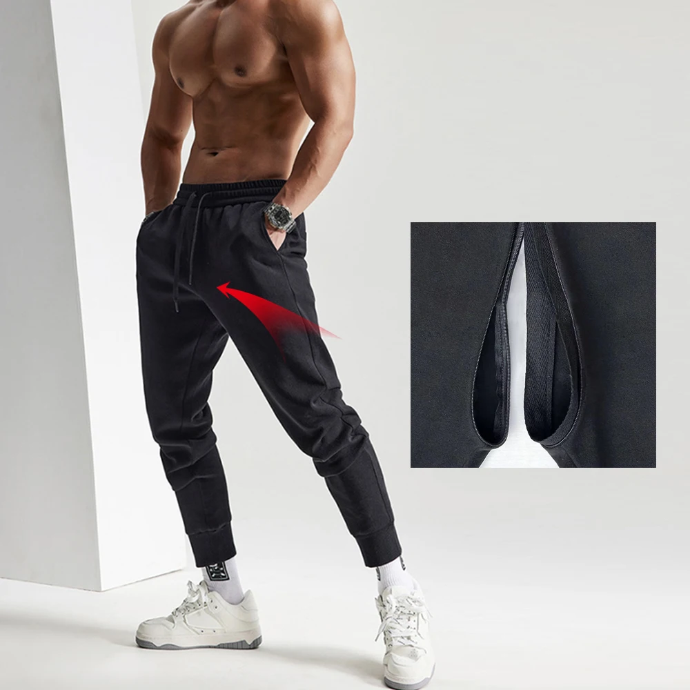 

Tie Rope Sweatpants Men Fitness Pants Running Slacks Invisible Open Crotch Outdoor Sex Versatile Gray Training Trousers Classic