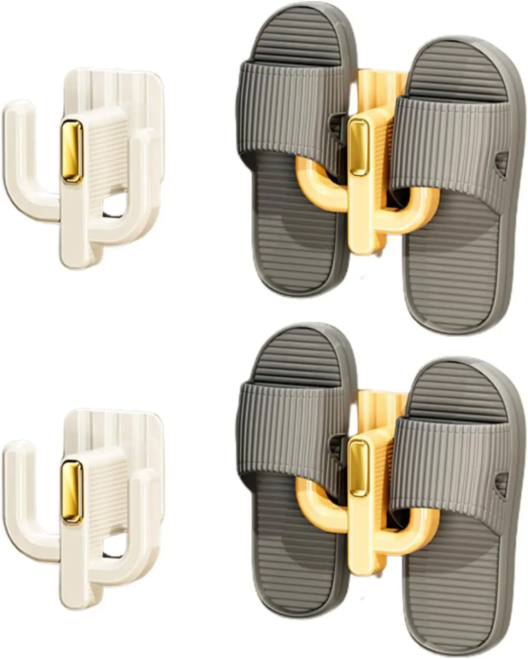 

4 Pack Wall Mounted Shoe Rack - Multi-Use Hanging Organizer for Slippers, Hats, Towels & Keys, No-Drill Space-Saving Adhesive St