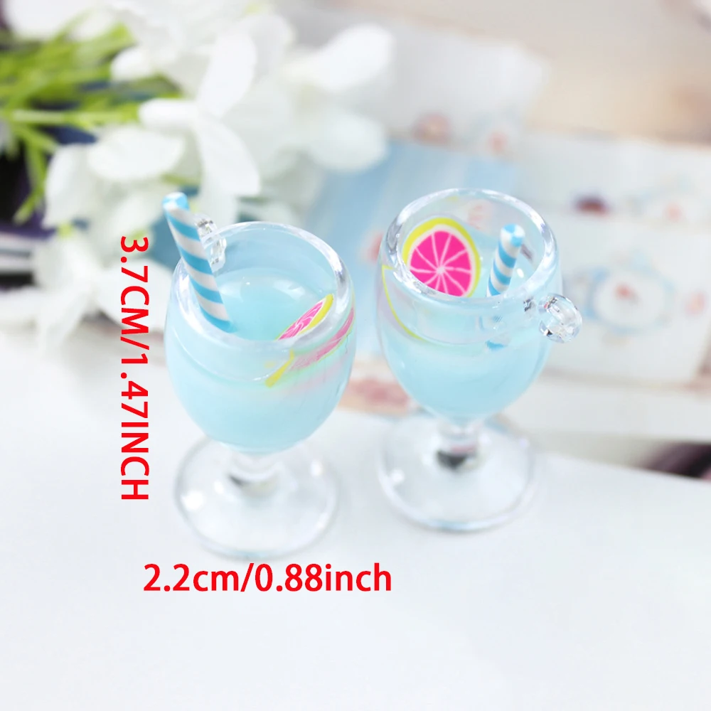 8Pcs/Lot Resin 3D Drink Charms Milkshake Fruit Goblets Pendant For Earring Keychain Diy Jewlery Findding Accessories