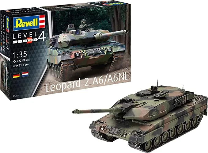

Комплект модели пластикового танка Revell в сборе 03281, 1/35 Leopard 2A6/A6NL