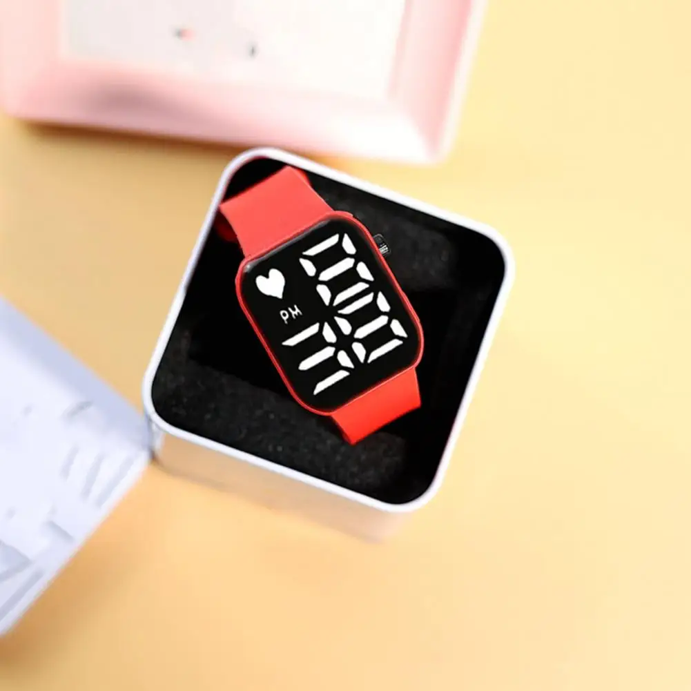 Kids LED Digital Watch Children Digital Sports Watch LED Electronic Watch Large Screen Digital Fashion Square Button Wristwatch