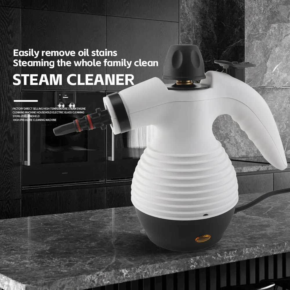 Handheld Electric Steam Cleaner Steamer Model 0.9L Tank Multipurpose Portable Home Use Safety Lock 9Accessories
