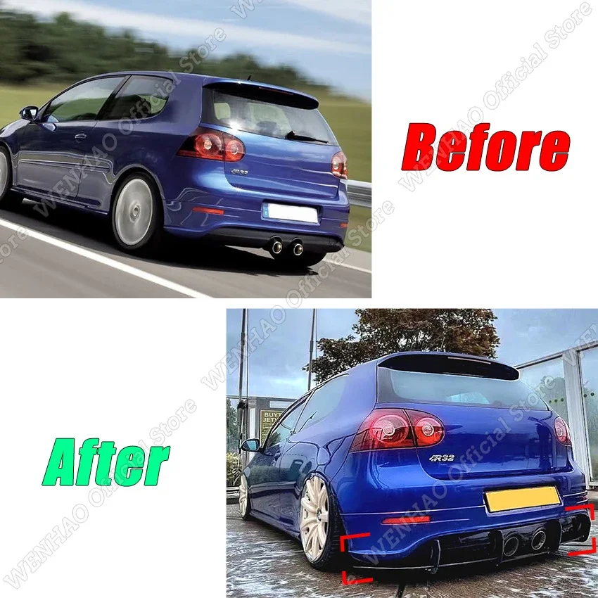 For Volkswagen Golf 5 MK5 R32 2005 2006 2007 2008 2009 Car Rear Bumper Diffuser Rear Side Splitters Spoiler Lip Body Kits Tuning