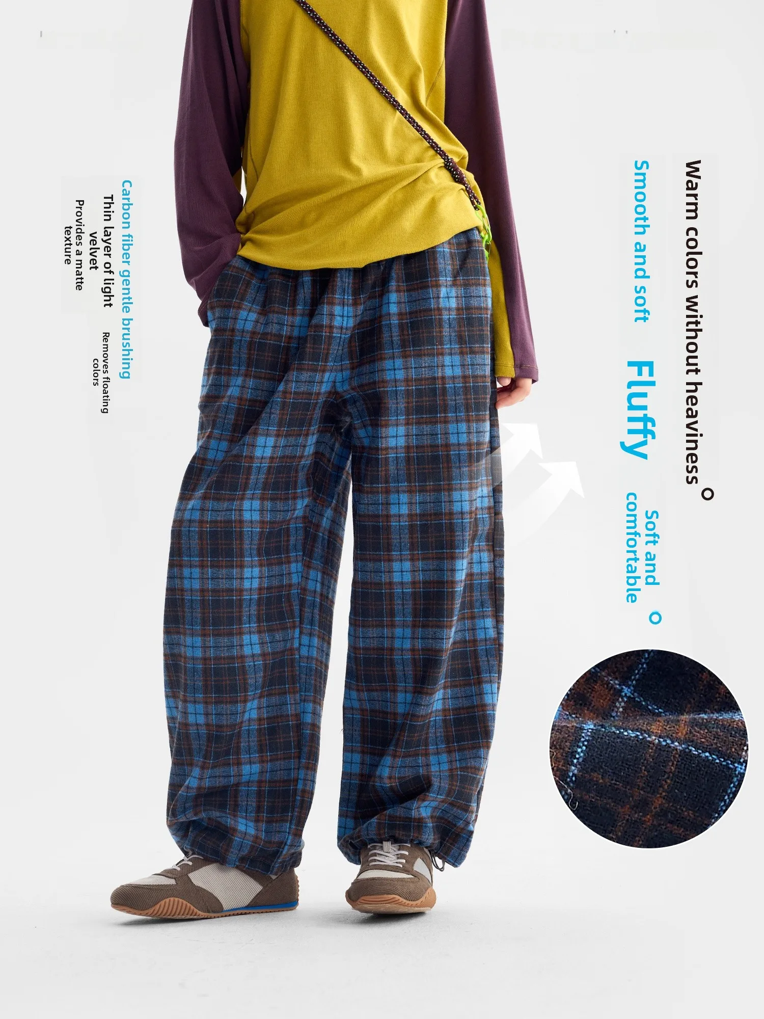 Gurly Diary Kids Retro Plaid Casual Pants Long Trousers Autumn Season Unisex Children's Fashion Bottom Wear Polyester Blend