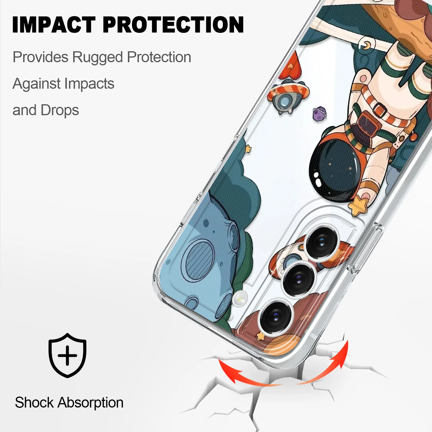 Space Astronaut Transparent Phone Case For Samsung Galaxy S22 S21 S20 FE Plus Ultra Soft TPU Cover