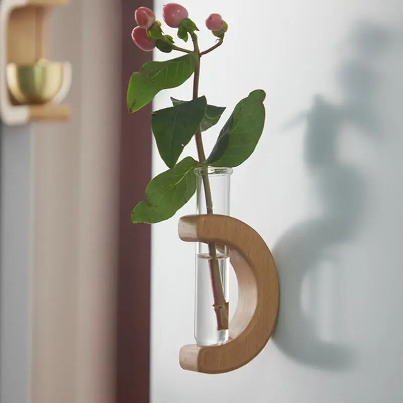 Fridge Magnet Wood Vase refrigerator vase home wall decoration Magnetic Plant Holder Flower Pots hydroponic flower vase