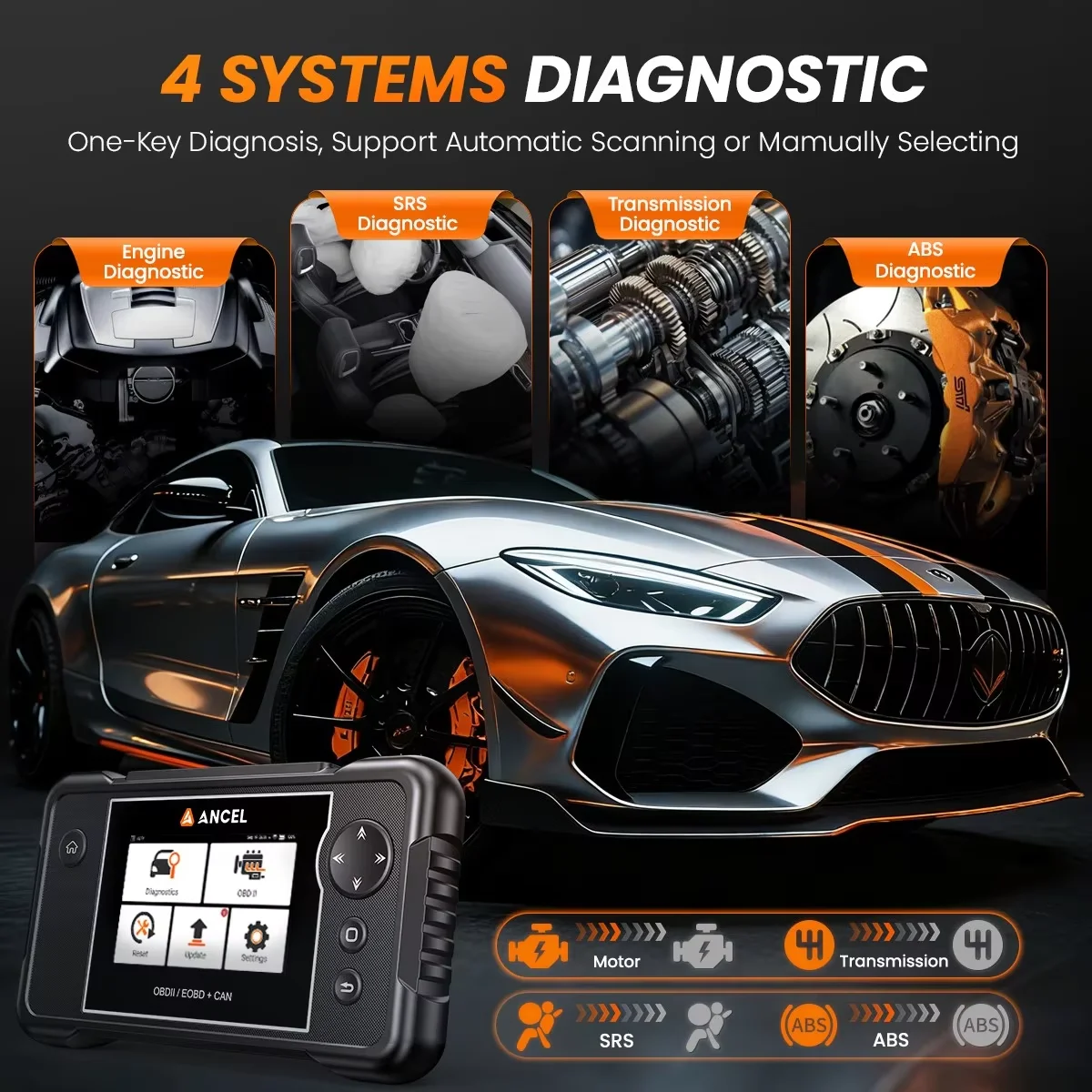 Car OBD2 Scanner Diagnostic Tool ANCEL FX2000 Pro Engine ABS SRS Transmission Scan 7 Reset Code Reader OBD2 Auomotive Scanner