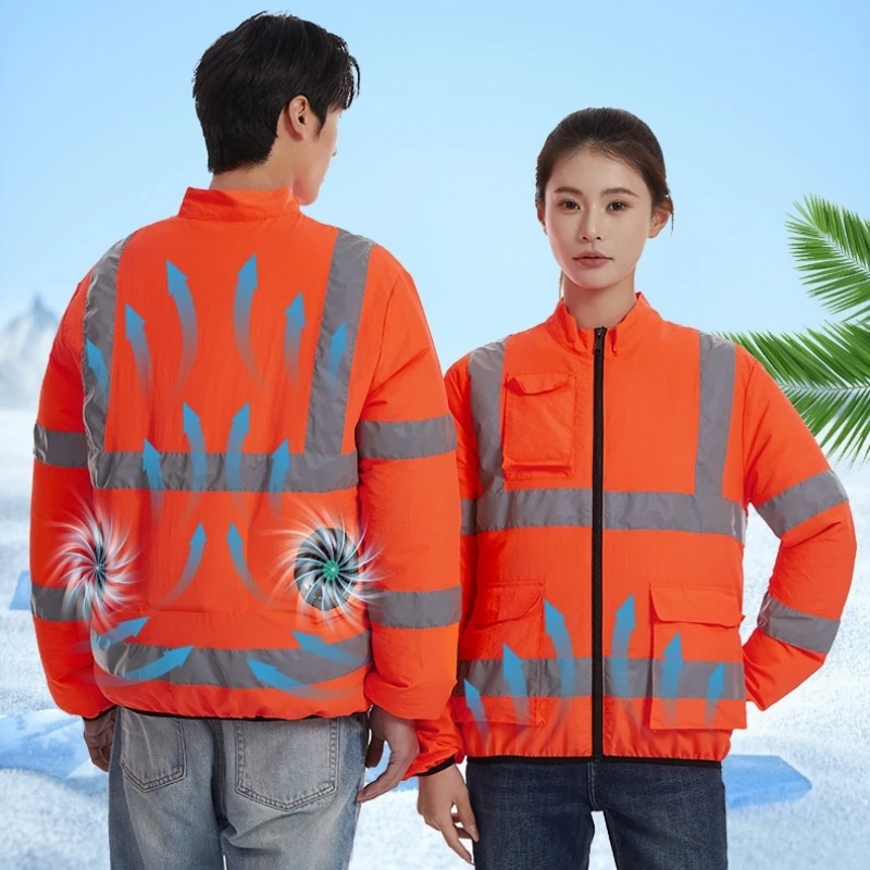 Unisex Long Sleeve Cooling Work Clothes New Summer Air Conditioning Clothing Reflective Sunscreen Fan Clothing