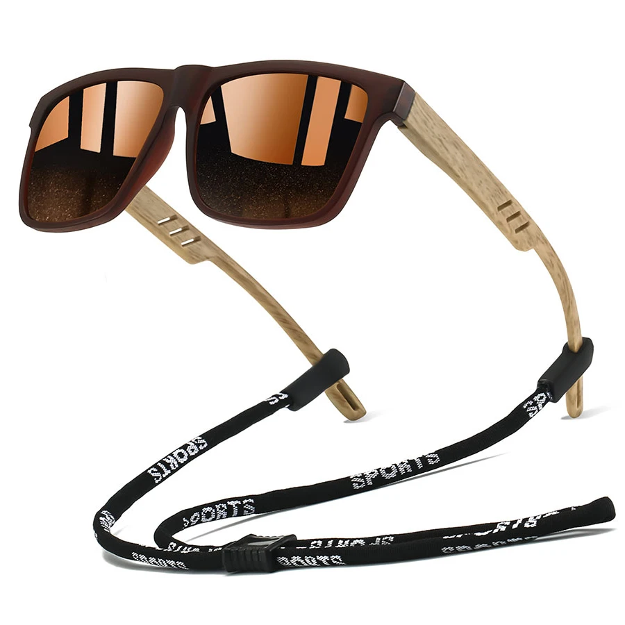 نظارات شمسية كلاسيكية مربعة UV400 مع سلسلة خفيفة الوزن ملونة للرجال والنساء للقيادة والصيد في الهواء الطلق #5