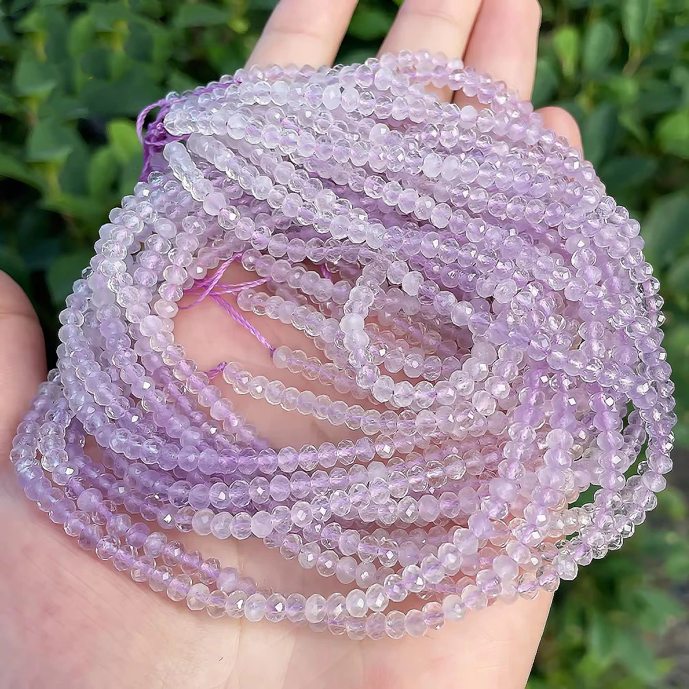 

Clearance Natural Lavender Amethyst 3x4mm Rondelle Faceted Beads for Jewelry Making Bracelet Gradient Color Beads