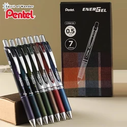 7pcs Japan Pentel Gel Pen Quick Drying 20th Anniversary Limited 7-color Suit Color Retro Energy Black 0.5mm School Stationery