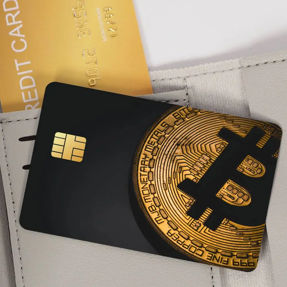 Money Dollar Bitcoin Poster Waterproof Film skin Cover 4PCS Credit Card stickers Debit Front Decoration Bank Subway Pass