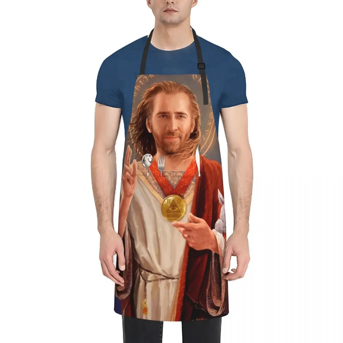 Nicolas Cage, Saint Nicolas of Cage, Nic Cage Original Religious Painting Apron Ladies Woman Kitchens Apron