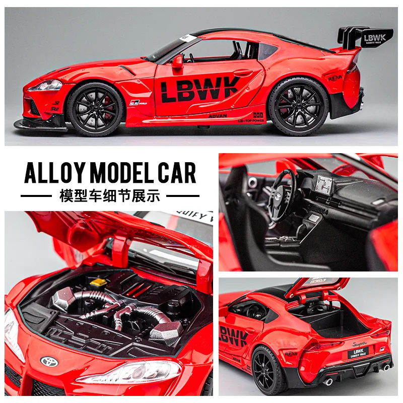 1:22 Toyota SUPRA Alloy Racing Car Model Diecast Toy Metal Vehicles Car Model High Simulation Sound Light Collectible Kids Gifts