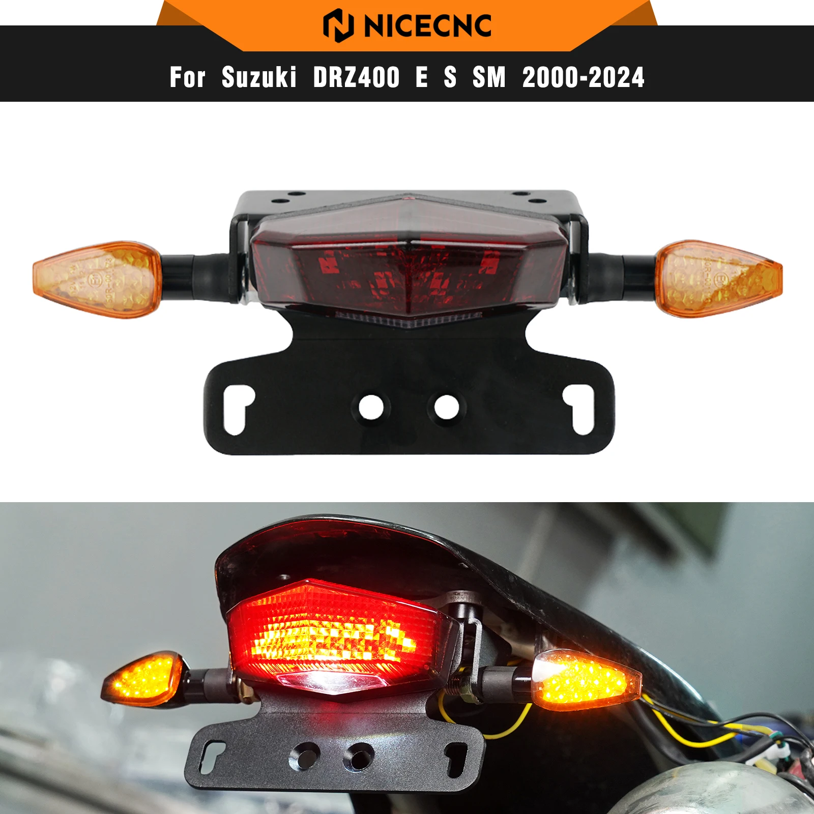 

For Suzuki DRZ400S DR-Z 400S 2000-2024 DRZ400SM DR-Z 400SM 2005-2024 Motorcycle License Plate Rear Brake Light Turning Signal