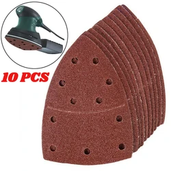 10Pcs 11Hole Sanding Sheets Triangle Red Sandpaper Hook & Loop 40 -2000 Grits Abrasive Sanding Disc For Wood Sanding