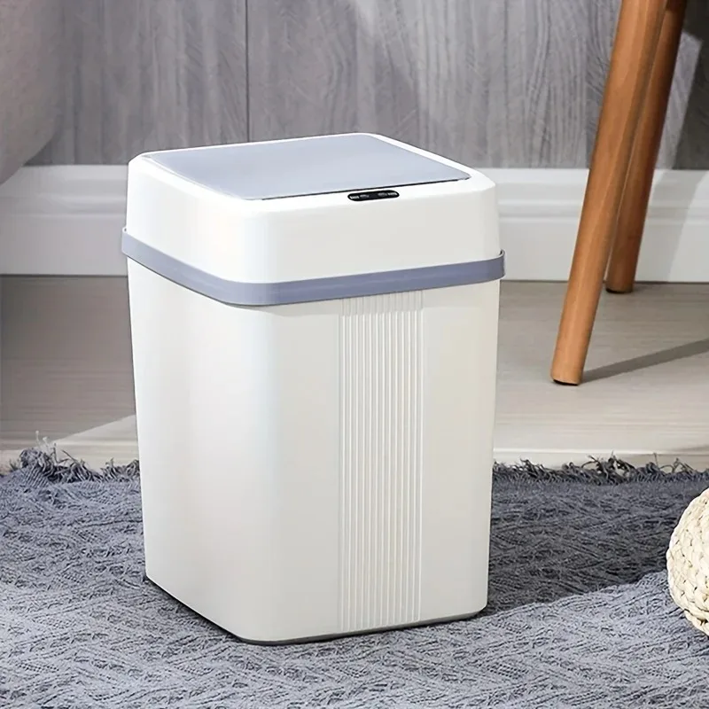 

Automatic Bathroom Trash Can Touchless Motion Sensor Garbage Can with Lid Smart Plastic Slim Wastebasket for Office 12L