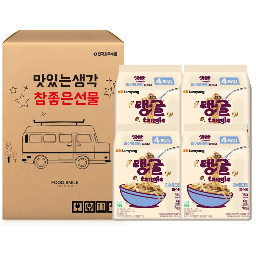 [Precio Especial por Cantidad Limitada] Pasta de Proteína con Crema de Champiñones Samyang Tangle, Juego de 16 Paquetes en Total [1 Caja]